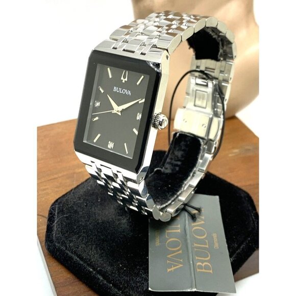 Bulova Men's Watch 96D145 Diamond Black Dial Silver Stainless Steel Quar… - Picture 14 of 14
